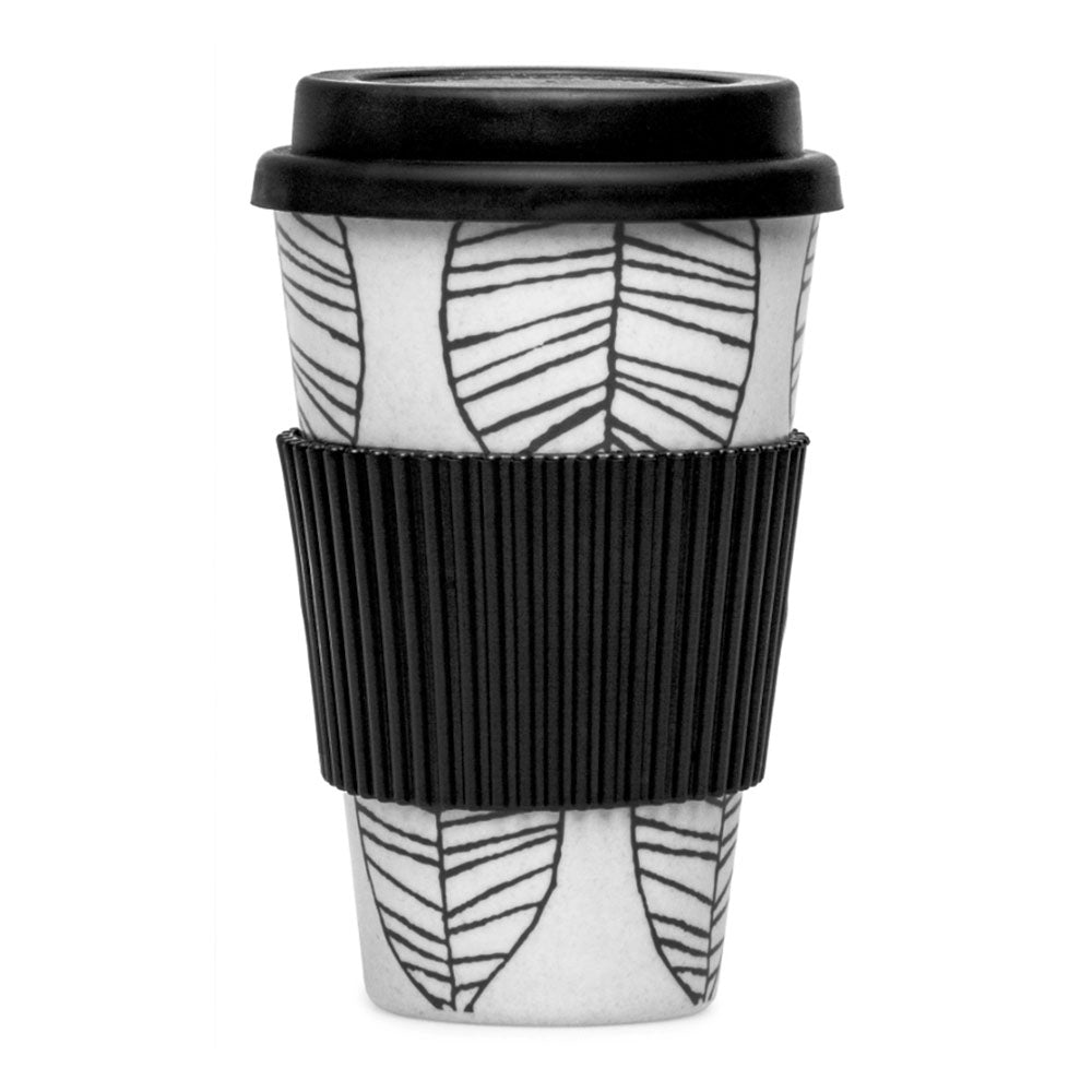Taza de café ecológica de bambú con tapa de silicona y agarre térmico - 425 ml