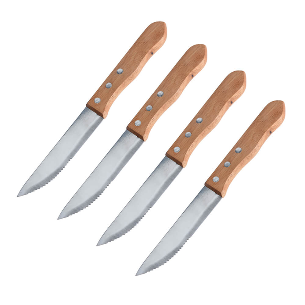 Cuchillos de acero inoxidable con mango de madera - Juego de 4