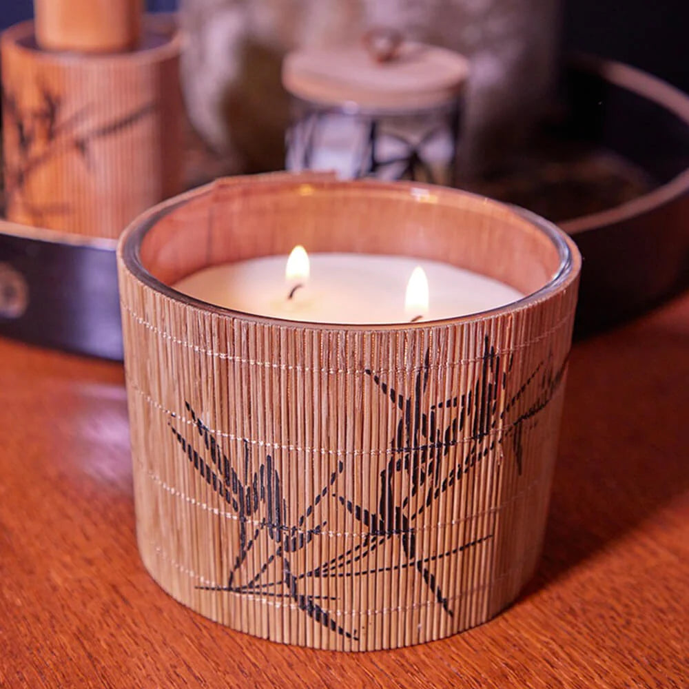 Vela envuelta en bambú natural - Aroma a sándalo