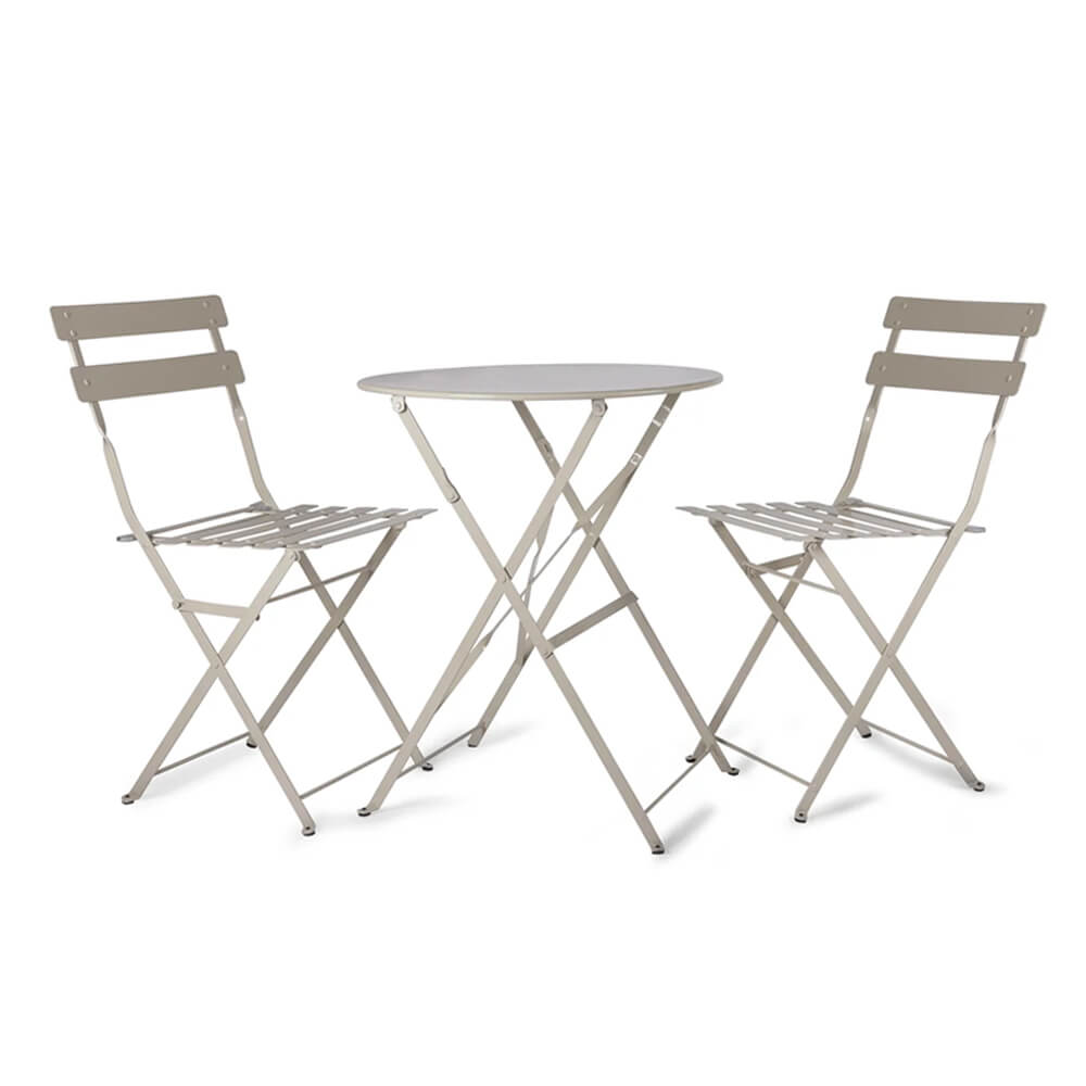 Metal Bistro Chairs & Table - Set of 3 - Foldable Design