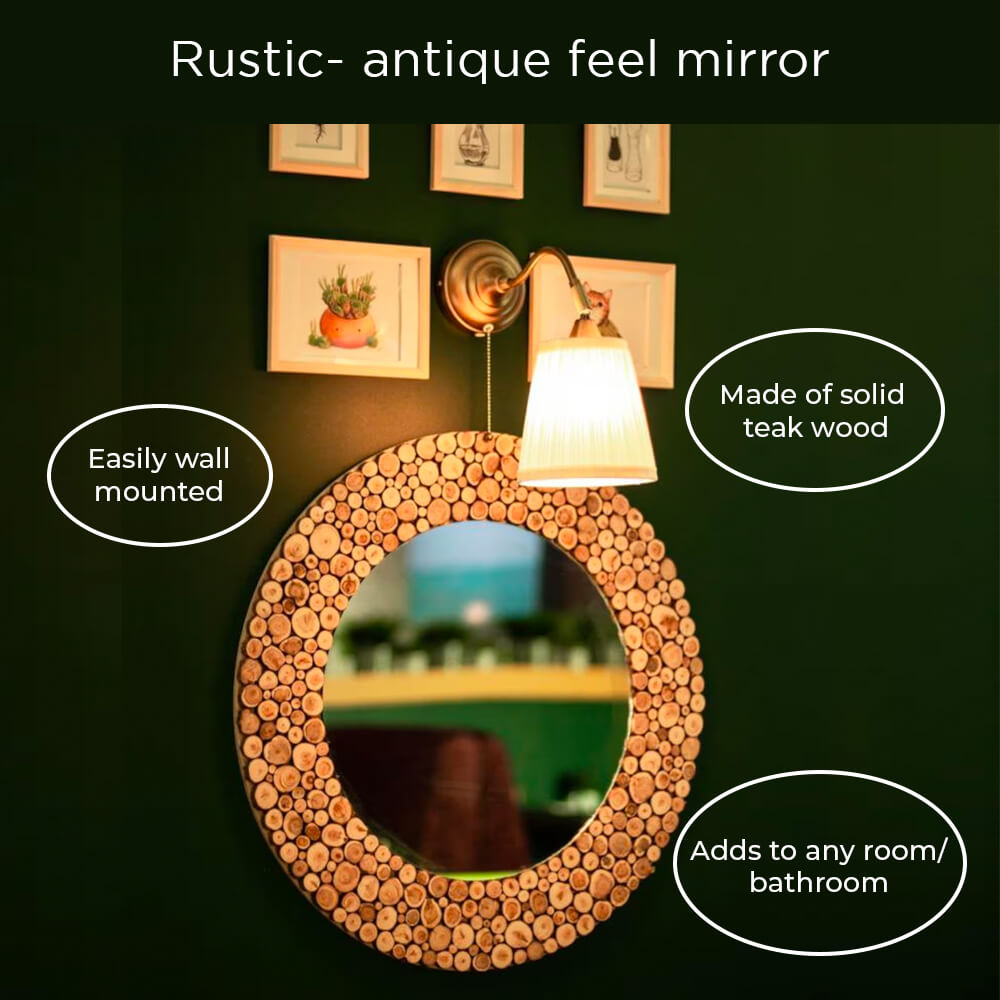 Espejo de Teca Natural - Circular