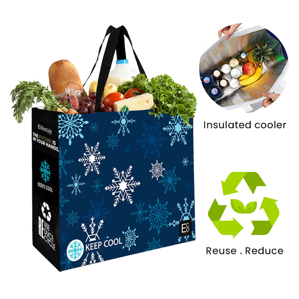 Wiederverwendbare laminierte Kühl-Shopper-Tasche – Schneeflocken-Design