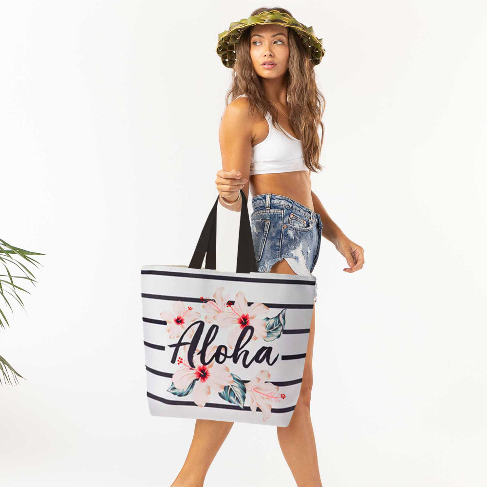 Bolso de Playa con Estampado Aloha y Diseño Floral