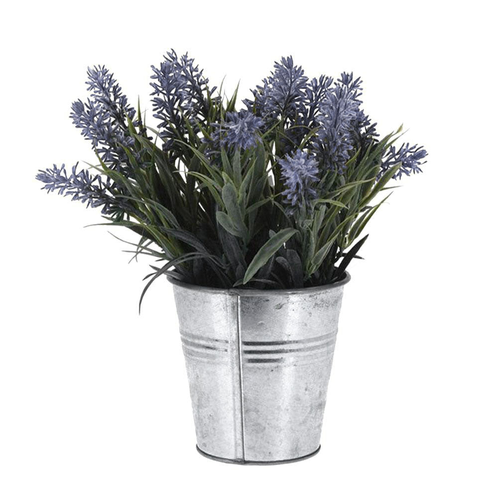 Künstliche Pflanze im Zinktopf – Lavendel-Design – 24 cm