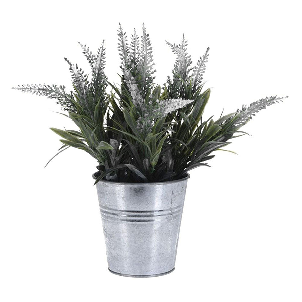 Künstliche Pflanze im Zinktopf – Lavendel-Design – 24 cm