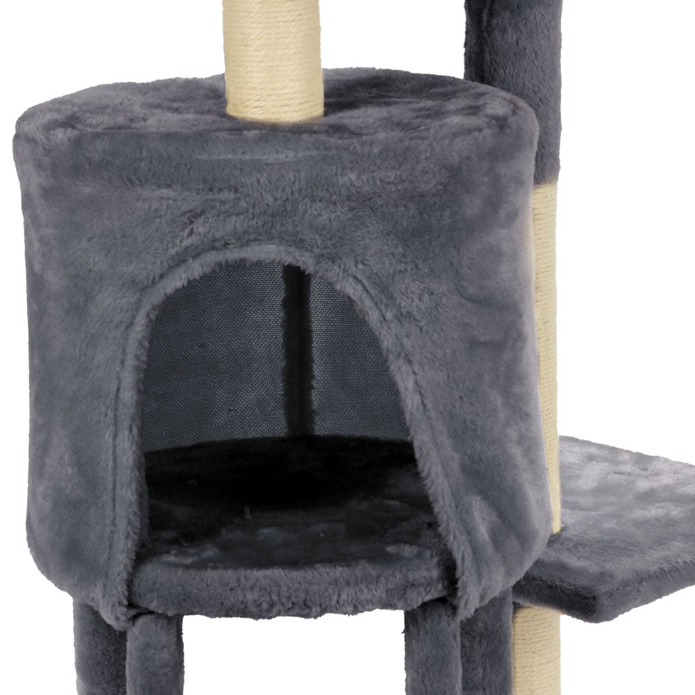 Cama para gatos con torre rascadora y juguetes - 110 cm
