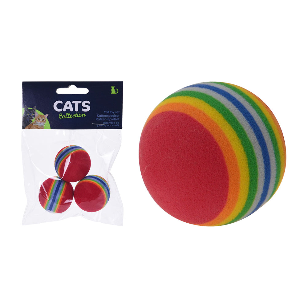 Juguetes para gatos - Diseño de bolas para gatos arcoíris - 3 piezas