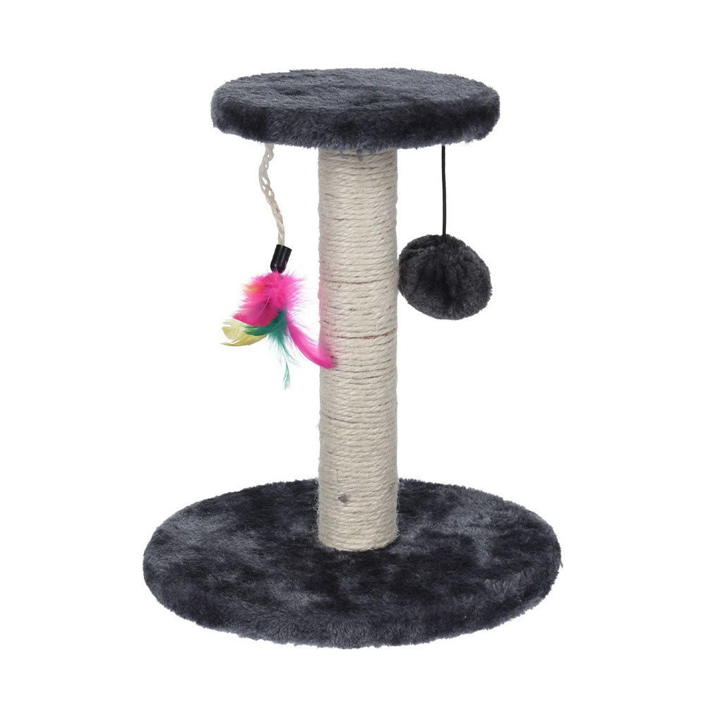 Kratzbaum für Katzen mit Spielzeugball und Feder – 30 cm 