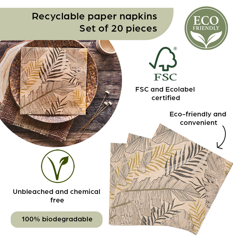 Papierservietten 3-lagig recycelt – 20 Stück – umweltfreundlich