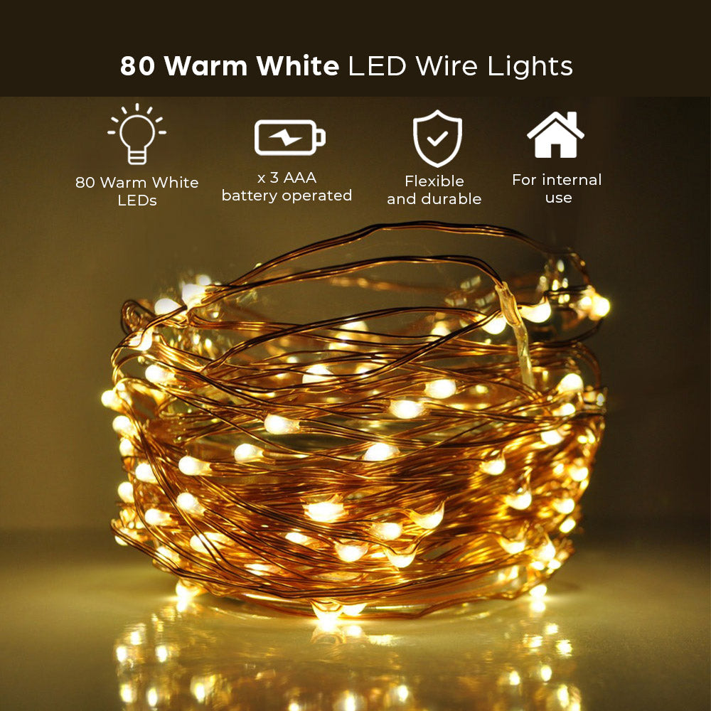 Luces LED - 80 blanco cálido