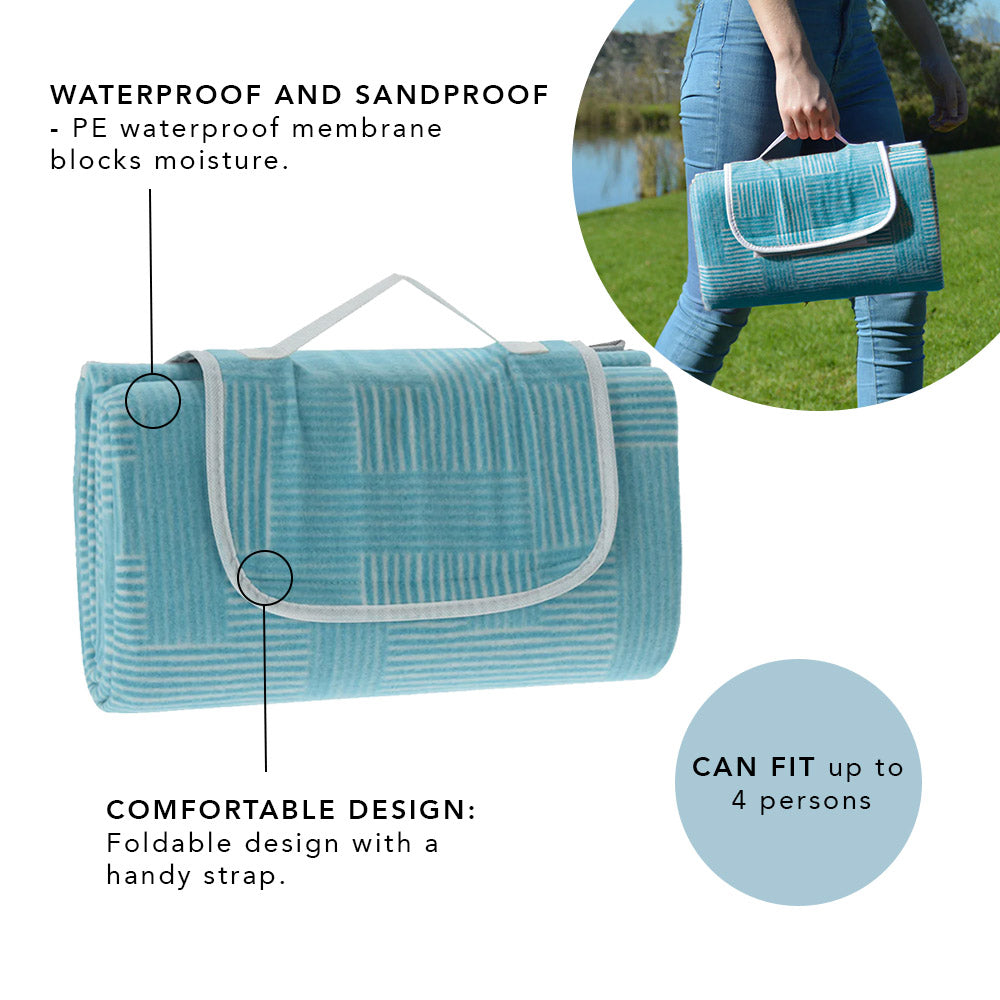 Manta de picnic con asa: diseño plegable y forro resistente al agua