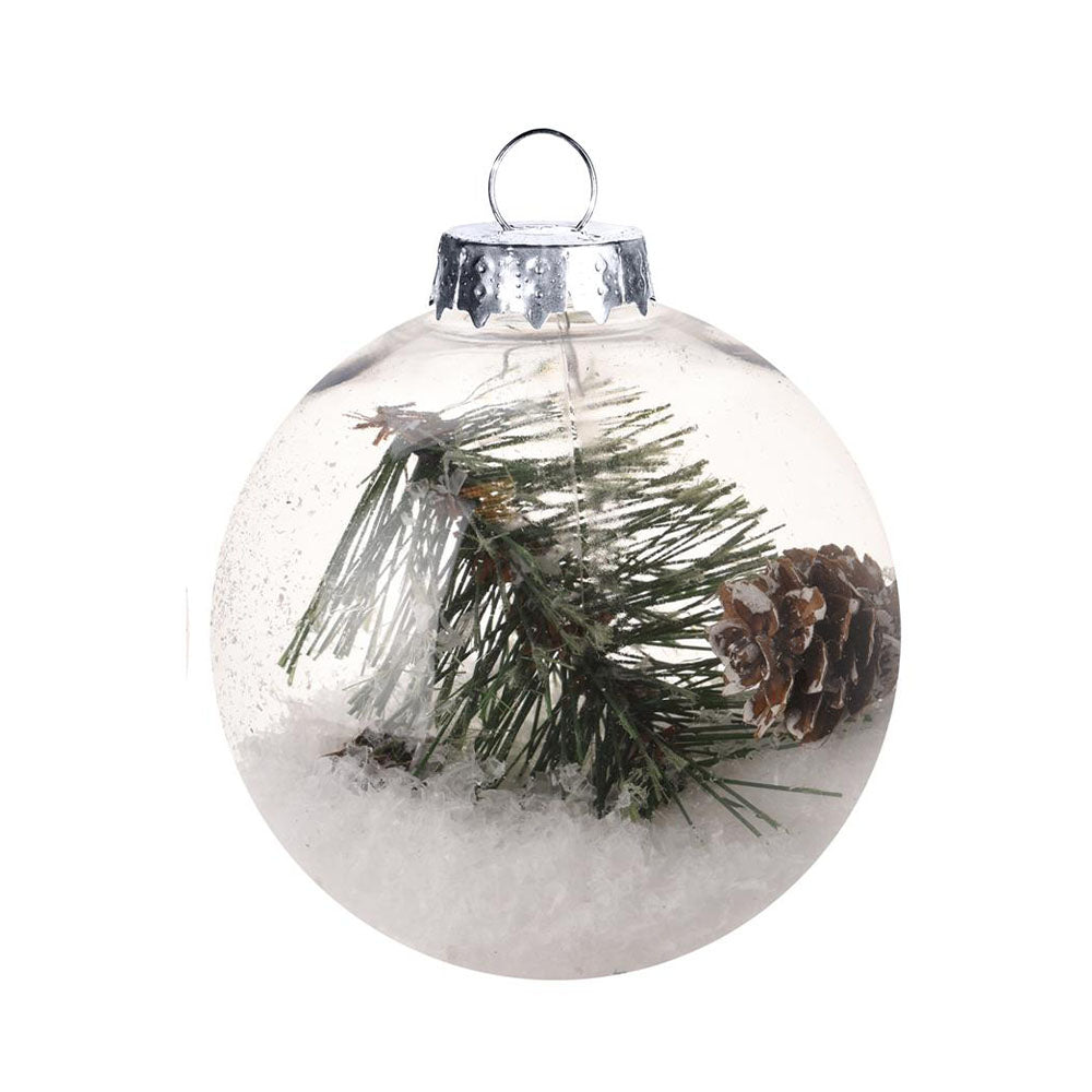 Adorno navideño colgante con pino, rama y nieve