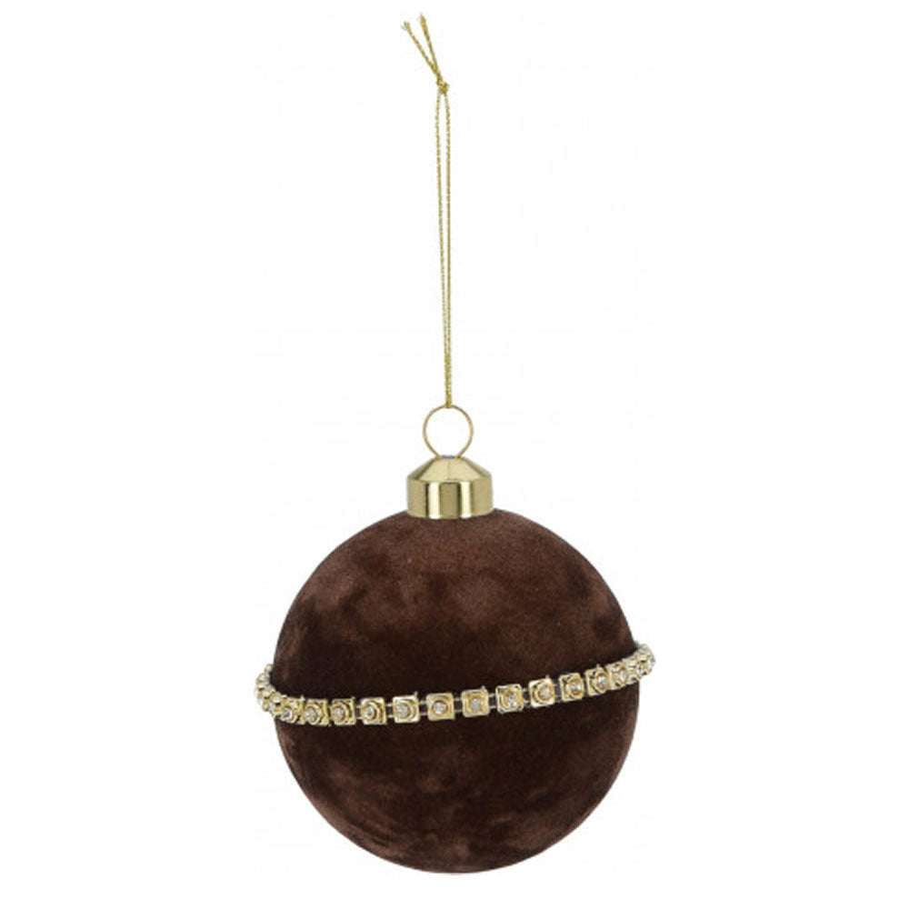 Xmas Ball with Decoration, Glass with a Beautiful Velvet Finish