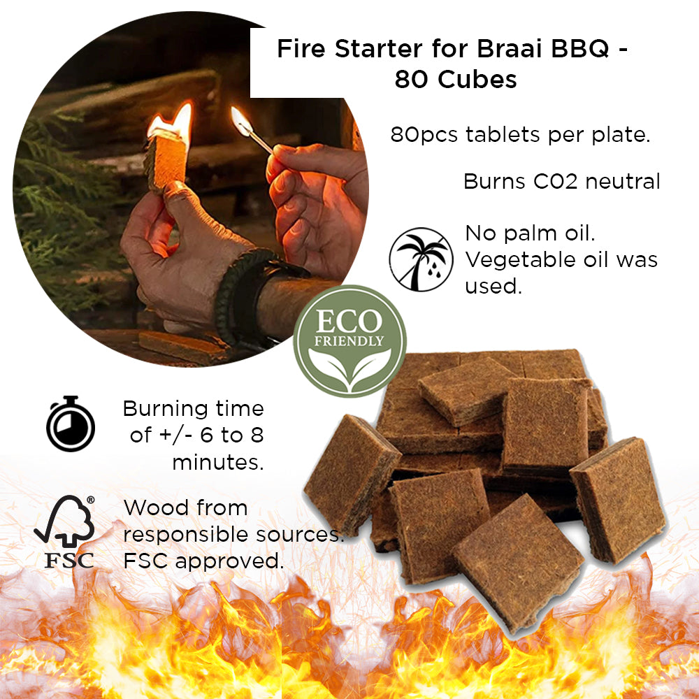 Feueranzünder für Braai BBQ – 80 Würfel – wiederverwendetes Holz