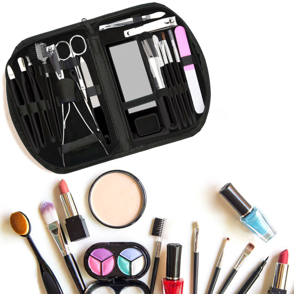 Maniküre- und Make-up-Pinsel-Set im PV-Etui – Set mit 19 Teilen