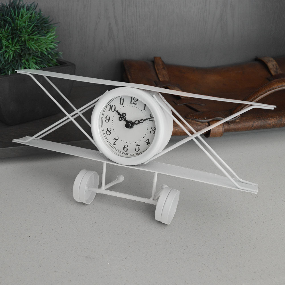 Tischuhr – Flugzeugform aus Metall 