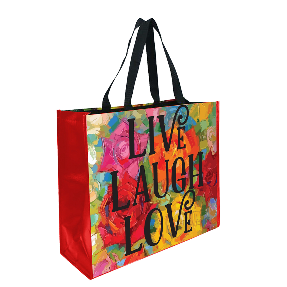 Bolso Shopper Reutilizable Laminado - Diseño Live Laugh Love