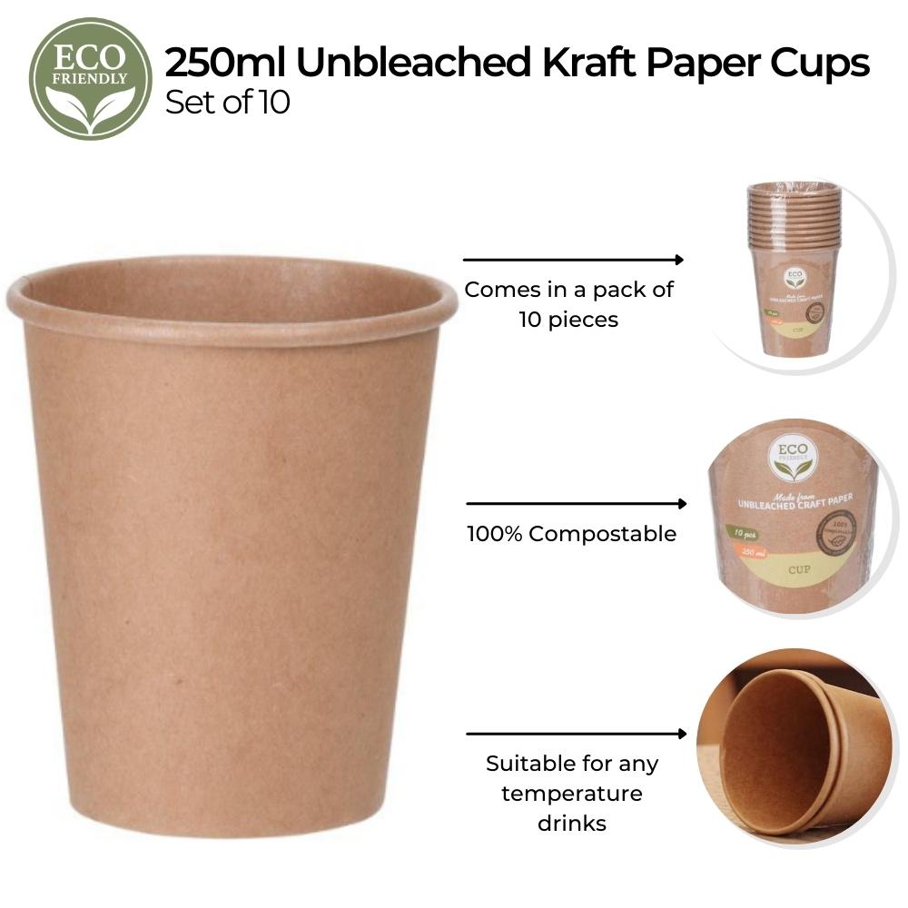 Vasos de Cartón Kraft - 30 Piezas - 250ml - Ecológicos 