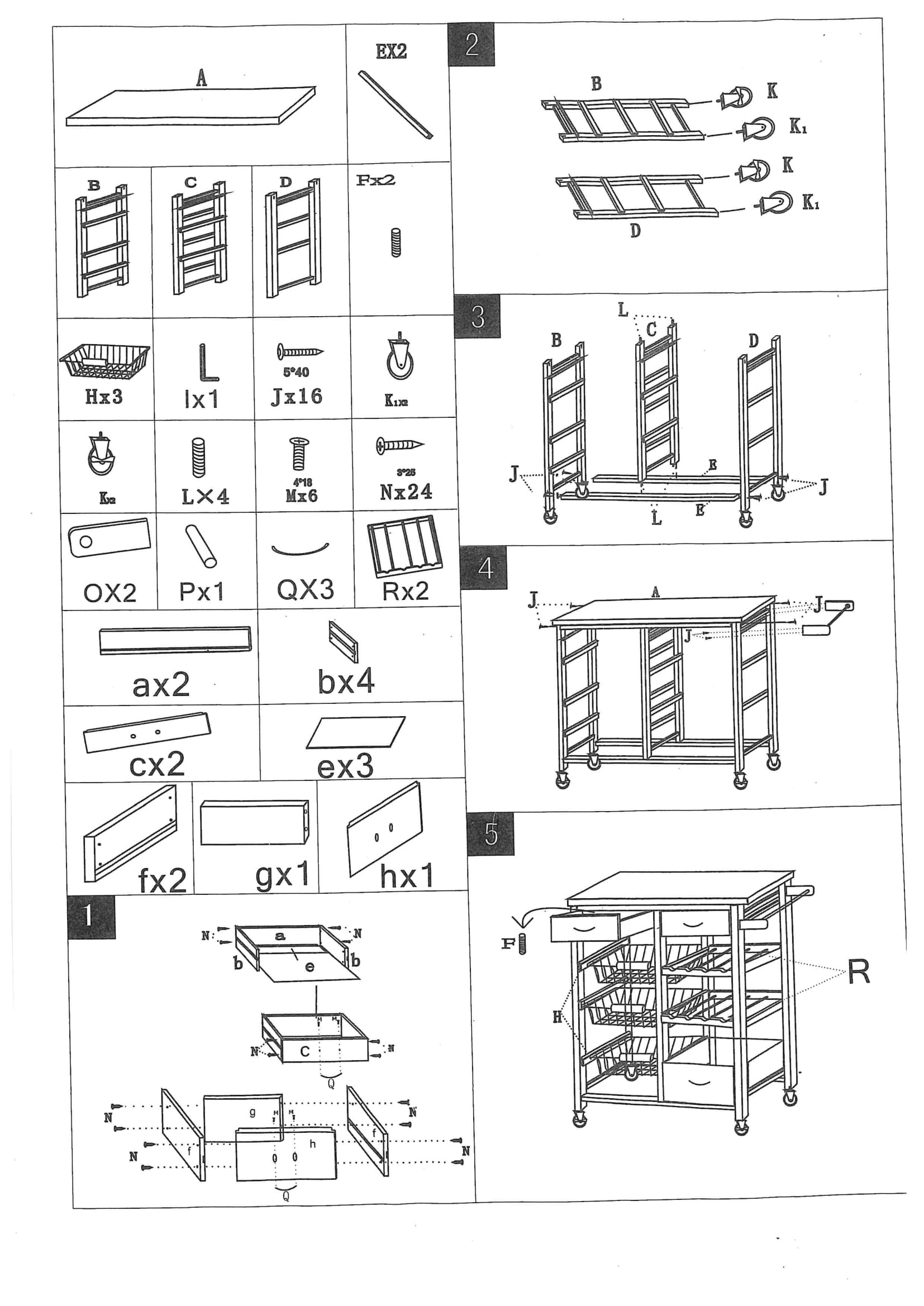 Küchenwagen aus Kiefernholz mit Arbeitsplatte aus Edelstahl 